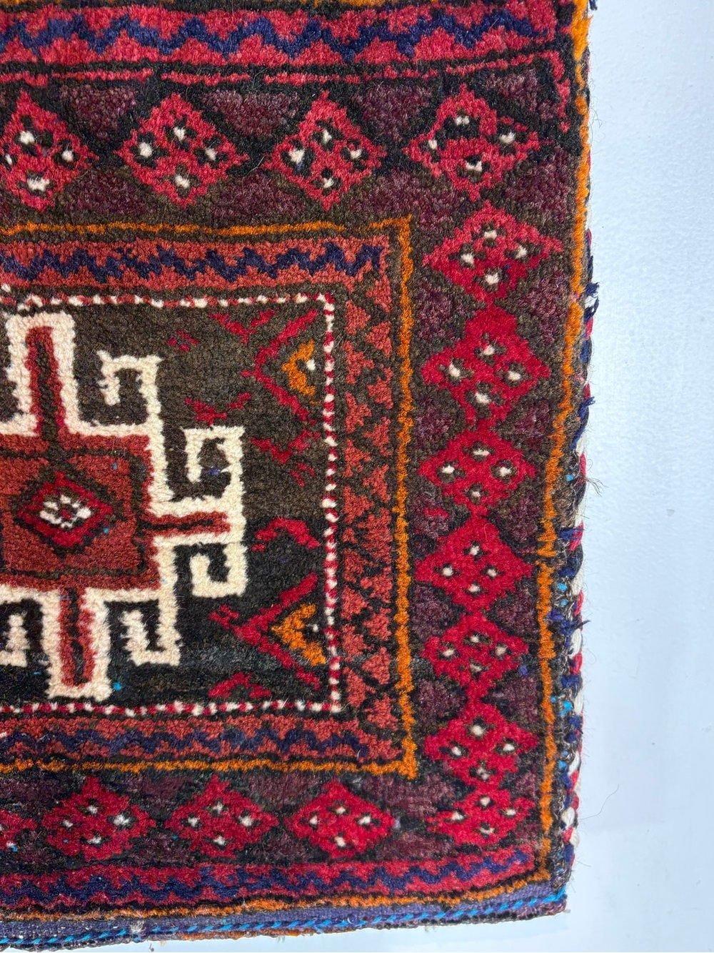 Vintage Handwoven Wool Carpet Crossbody Bag Boho Kilim Artisan - Picture 7 of 13